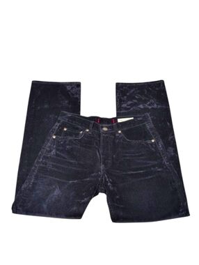 Zara Woman Mid Rise Relaxed Blue Velvet Effect 5 Pocket Style Jeans Western 4